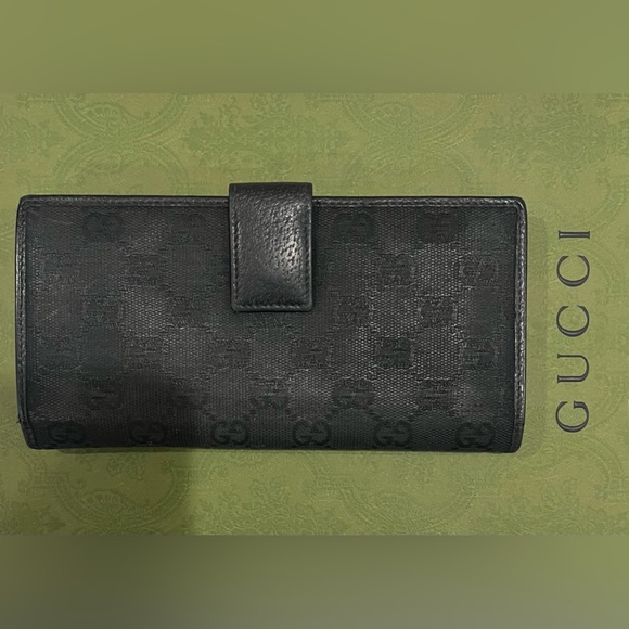 Auth Gucci Monogram Black Coated Canvas Wallet w Silver Hardware, Pre-owned cond - Picture 3 of 13